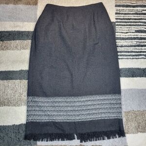VINTAGE Gray Wool Blend Midi Maxi Skirt Size 16W